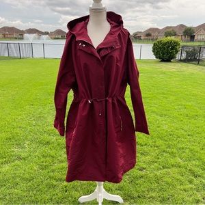 Lafayette 148 Maverick Empirical Dark Red Rain Coat Jacket